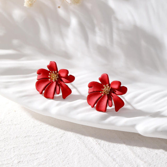 Korean fashion sweet colorful flower studs earrings