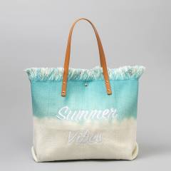 Summer embroidery letter canvas large storage women tote bag beach bag
