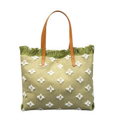 Summer design embroidery canvas tassel large storage tote bag beach bag