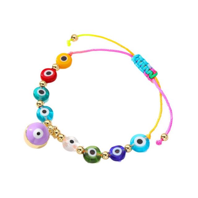 Boho colorful evil eye bead bracelet