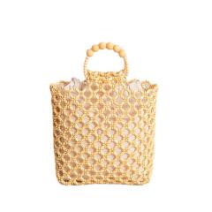 Summer handmade wood bead hollow out handbag beach bag