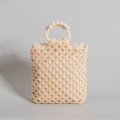Summer handmade wood bead hollow out handbag beach bag