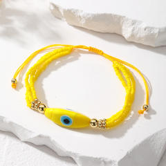 Boho colorful seed bead evil eye them bracelet