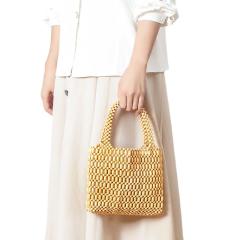 Summer handmade wood bead hollow out beach bag handbag