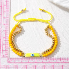 Boho color enamel evil eye bar bead bracelet