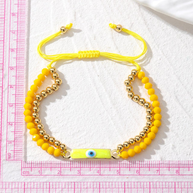 Boho color enamel evil eye bar bead bracelet