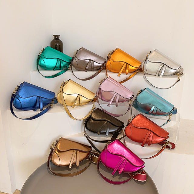 Bright material candy color classic saddle bag