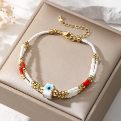 Boho creative enamel evil eye bead bracelet