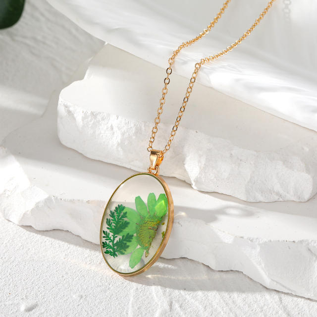 Natural dry flower Eternal flower pendant necklace