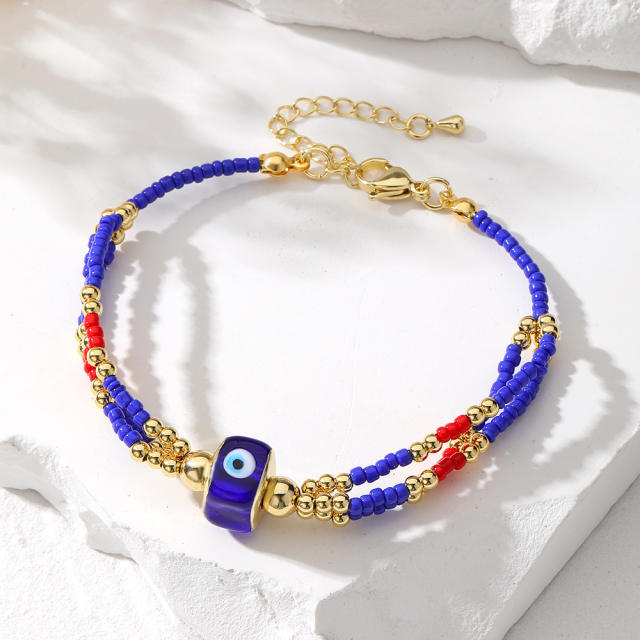 Boho creative enamel evil eye bead bracelet