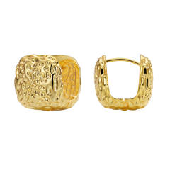 Personality chunky fold design copper huggie earrings