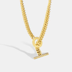 Personality cuban link chain diamond toggle necklace