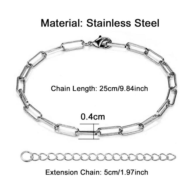 Simple figaro chain cable chain stainless steel anklet