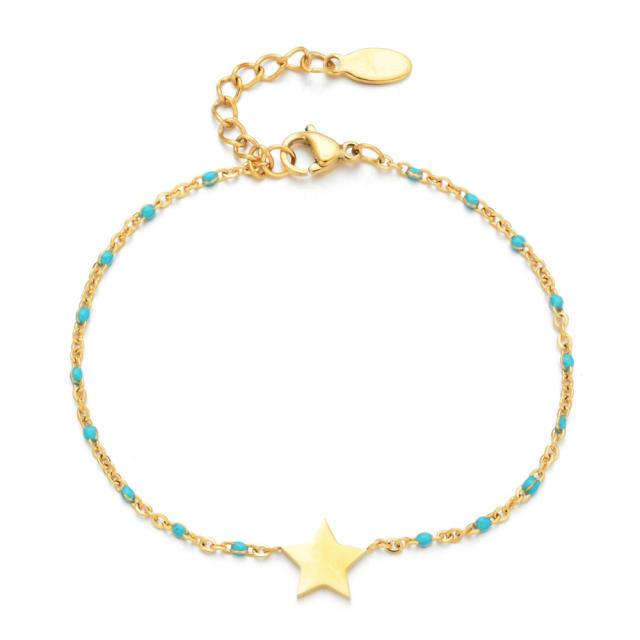 Boho enamel bead stainless steel star bracelet