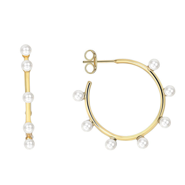 Elegant pearl hoop earrings for women