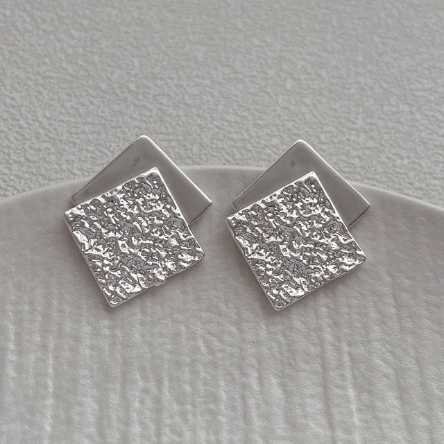 Creative color matching geometric square studs earrings