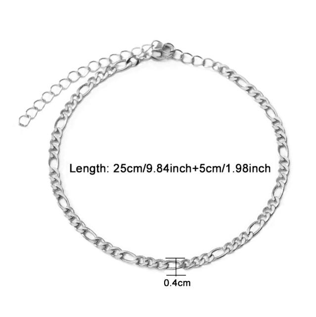 Simple figaro chain cable chain stainless steel anklet