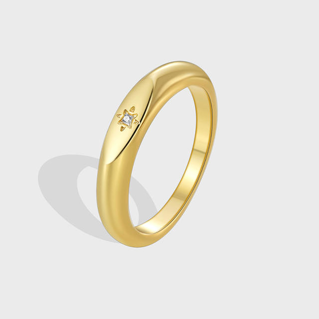 Korean fashion simple gold plated copper signet rings