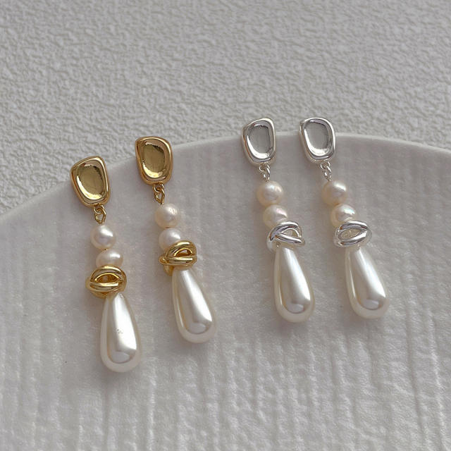 925 needle water pearl drop chic earrings for women