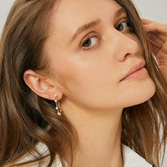 Elegant pearl hoop earrings for women