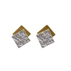 Creative color matching geometric square studs earrings