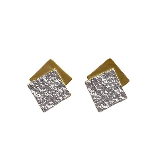 Creative color matching geometric square studs earrings