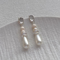 925 needle water pearl drop chic earrings for women