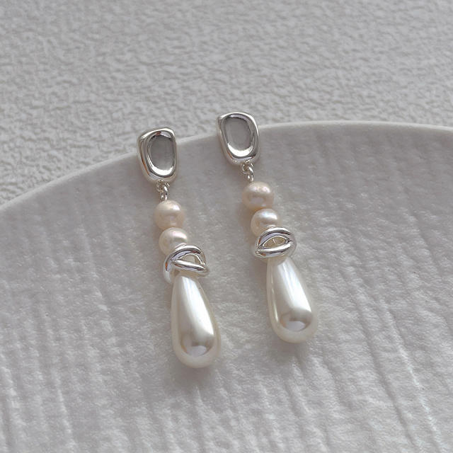 925 needle water pearl drop chic earrings for women