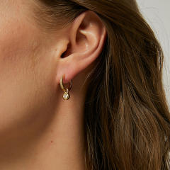 Concise daily diamond copper huggie earrings
