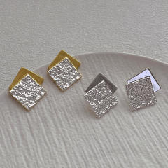Creative color matching geometric square studs earrings