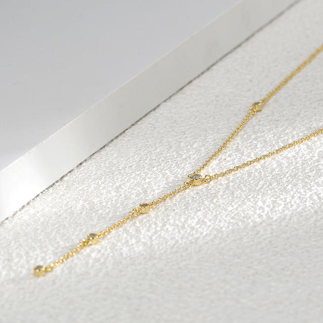 Elegant dainty gold plated copper lariet necklace