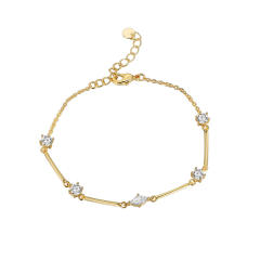 INS simple concise cubic zircon women copper bracelet