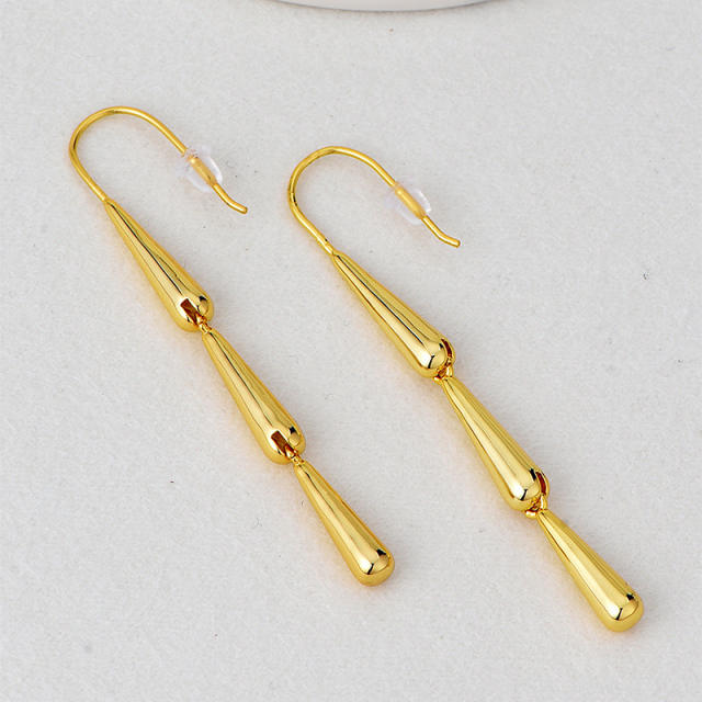 Personality gold plated copper drop ear hook earrings