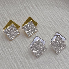 Creative color matching geometric square studs earrings