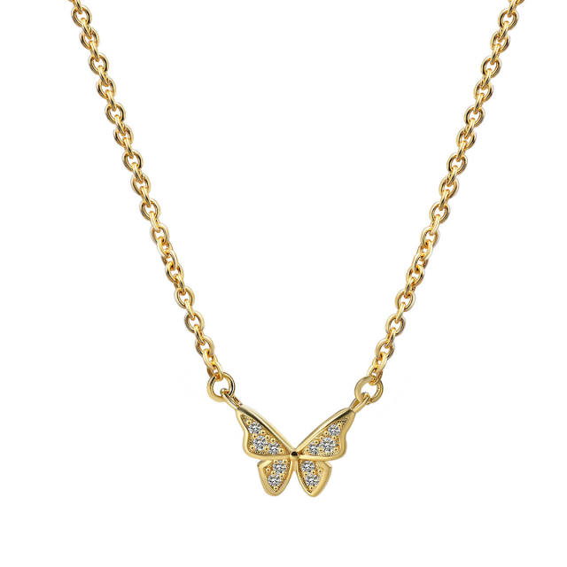 Dainty diamond tiny butterfly easy match necklace for women