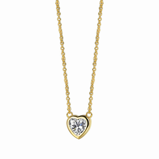 Simple dainty diamond heart copper necklace