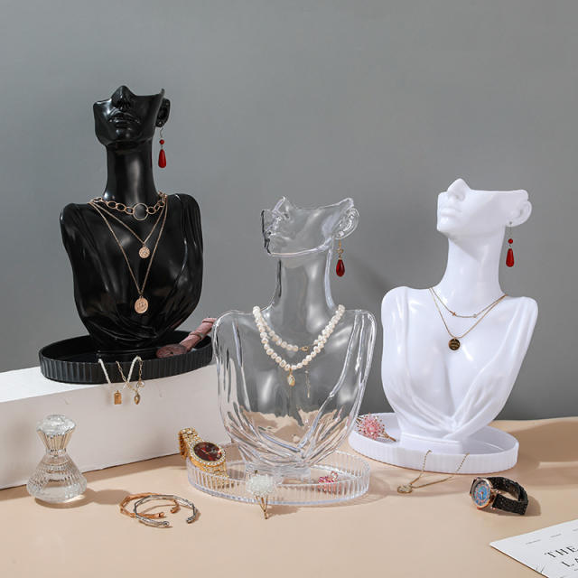 Plastic jewelry store display stand with jewelry tray