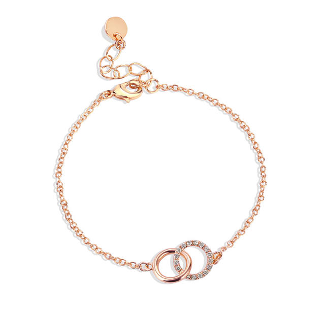 Dainty diamond circle gold plated copper bracelet