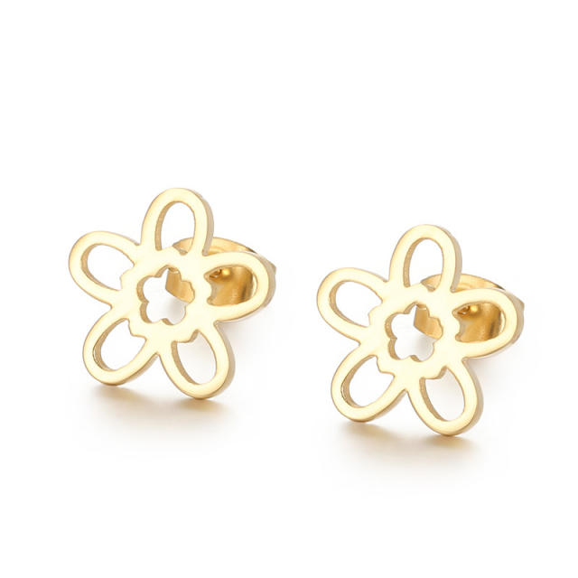 Sweet clover stainless steel studs earrings