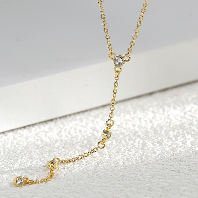 Elegant dainty gold plated copper lariet necklace