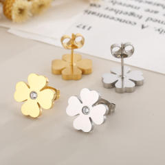 Sweet clover stainless steel studs earrings