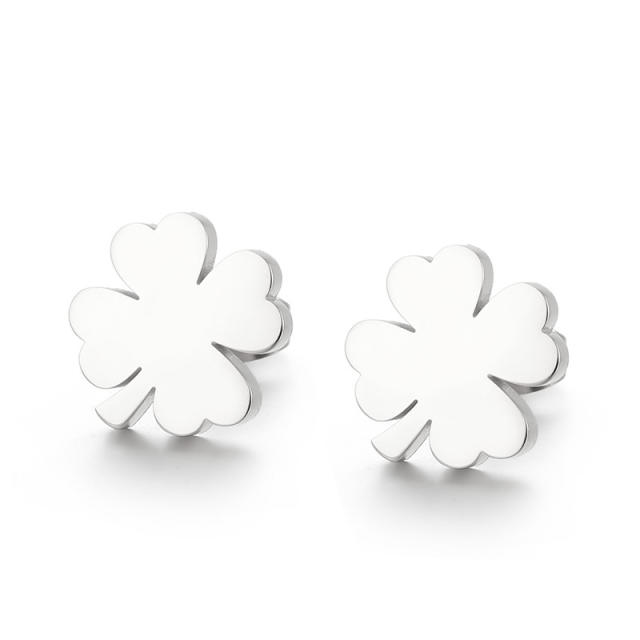 Sweet clover stainless steel studs earrings