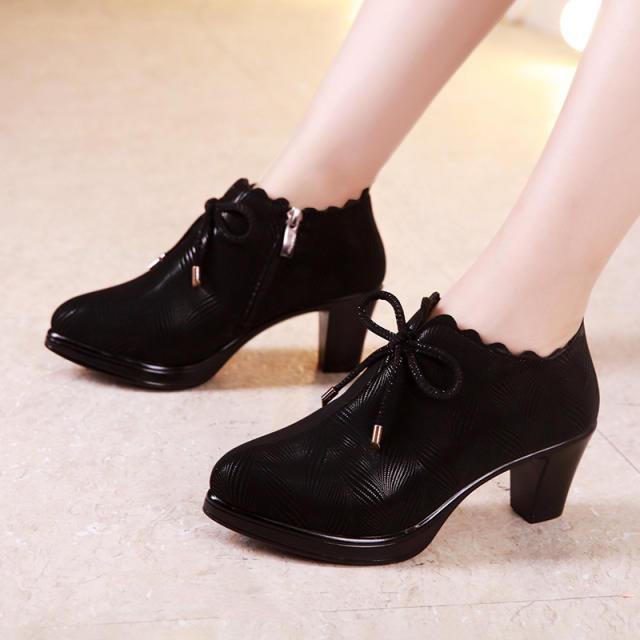 Black color block heels for work