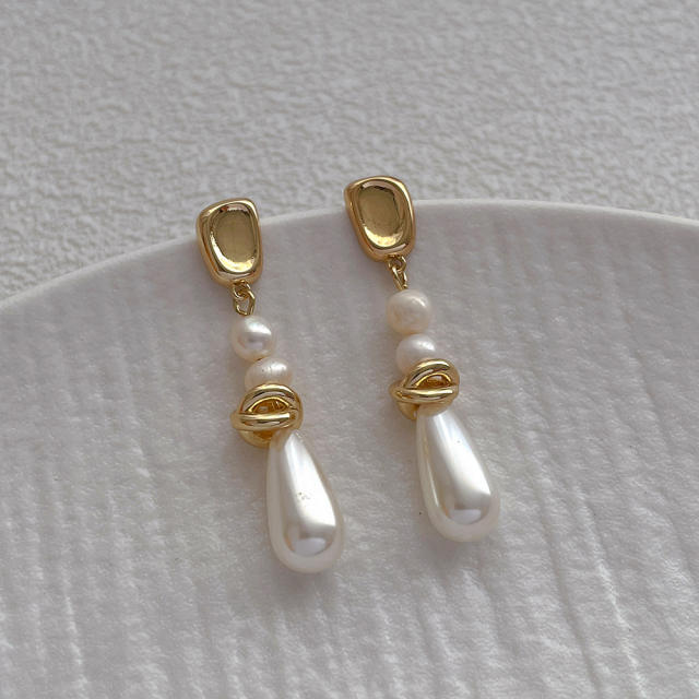 925 needle water pearl drop chic earrings for women