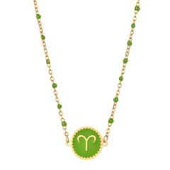 Color enamel zodiac series stainless steel necklace