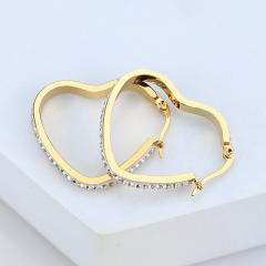 Hot sale diamond hoop heart stainless steel earrings