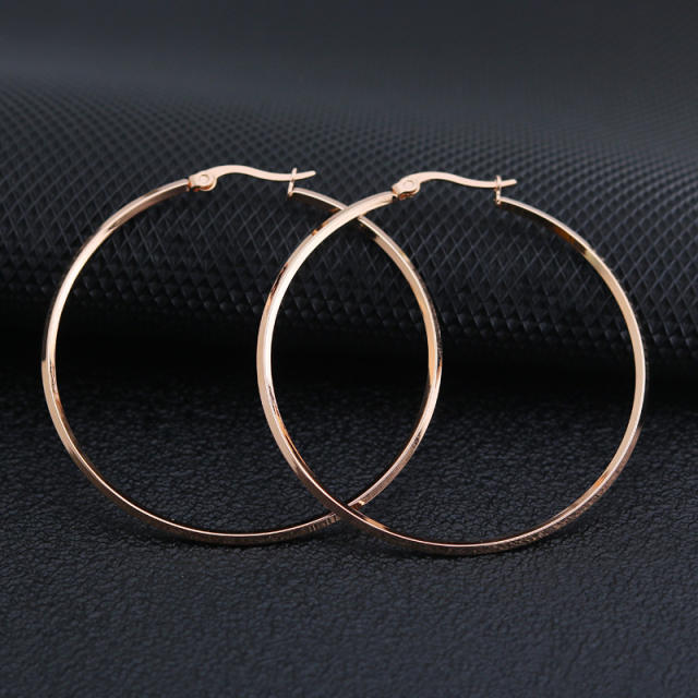 Simple easy match stainless steel big hoop earrings