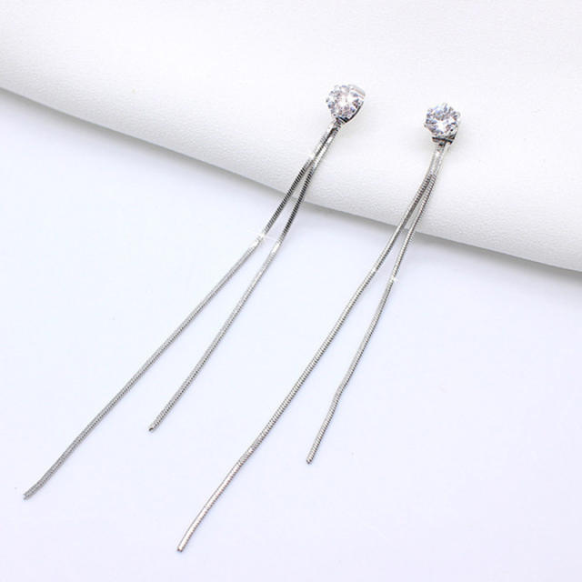 Chic easy match simple stainless steel chain tassel jacket earrings