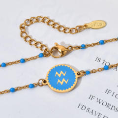 Color enamel zodiac series stainless steel necklace
