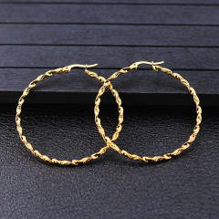 Simple big hoop twisted stainless steel earrings